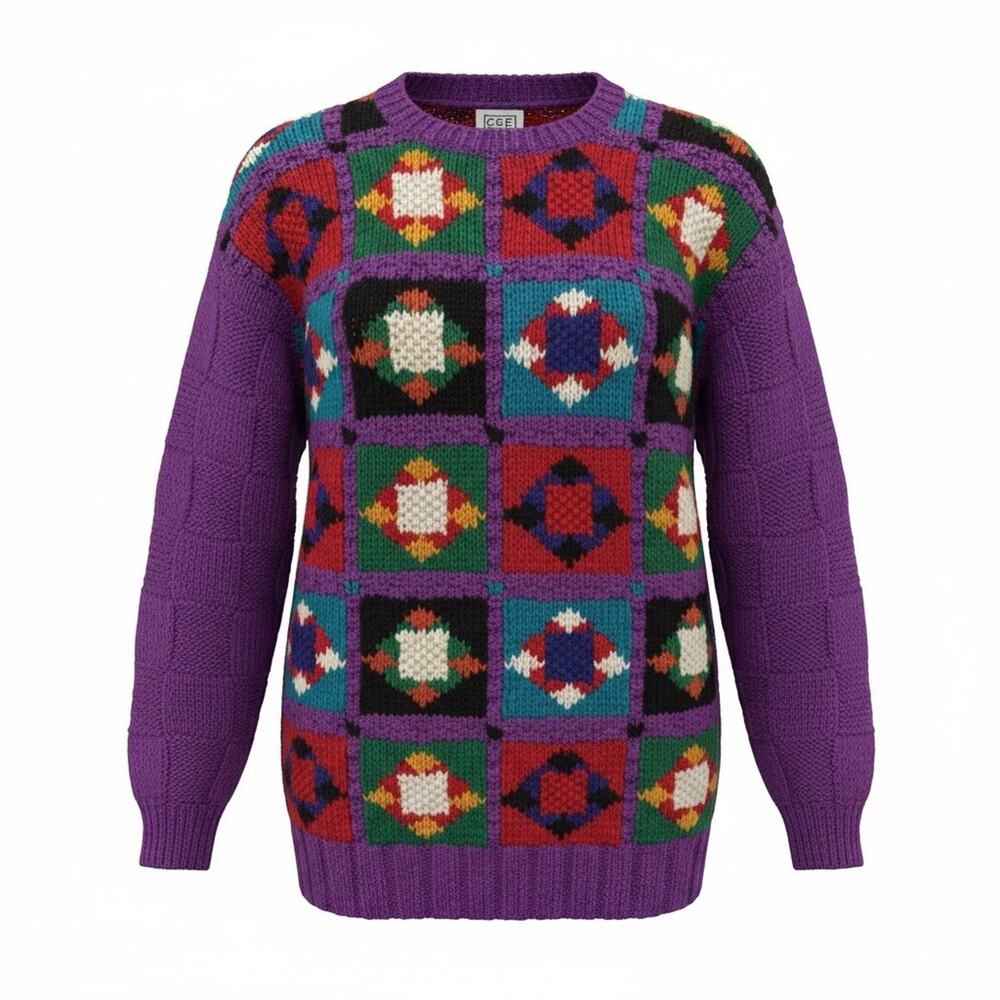 Crescendo authentic 80s and 90s vintage patchwork and geometric sweaters Size S